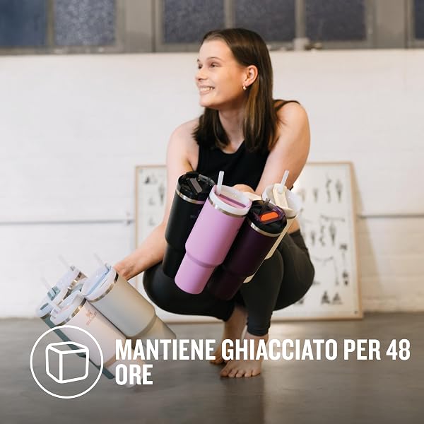 STANLEY 1913 Quencher H2.0 Flowstate Borraccia Con Cannuccia 1.2L - Freddo Per 11 Ore - Con Ghiaccio Per 48 Ore - Senza BPA - Tazza Termica Con Manico - Plum - 4