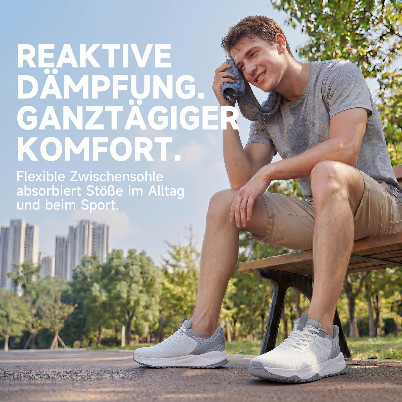 Sosenfer Herren Straßenlaufschuhe Extra Breit Sportschuhe Walkingschuhe Turnschuhe Laufschuhe Sneaker Atmungsaktiv Schockdämpfung rutschfest Fitness Im Freien Jogging