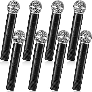 8 Pack Fake Microphone Prop Plastic Toy Microphone Fake Microphone Bulk Simulate Speech Practice Plastic Microphone Fun Stage Microphone for Kids Costume Karaoke Halloween Props Costume Party Favors