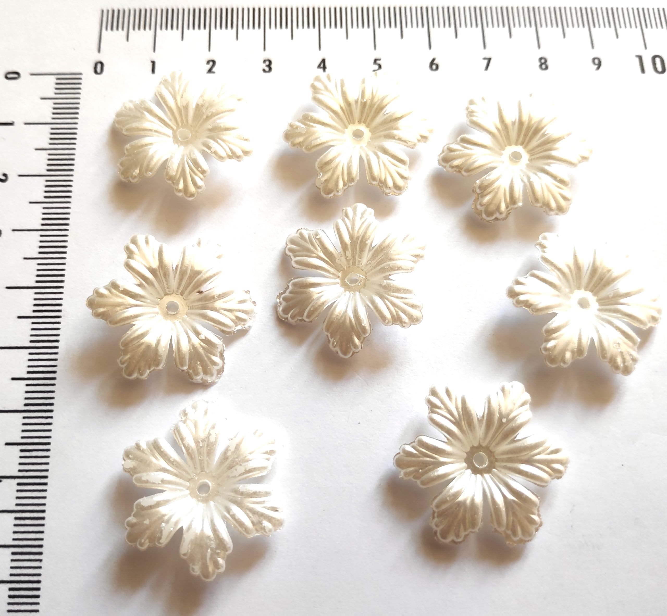 GoSetGet! 75pcs Creamy White Pearl Flat Flower (Hibiscus Pattern) Plastic Beads for Jewelry, Arts & Crafts, Embroidery, Bracelets - Women, Girls & Kids.(PearlFlatFLower)-image-19