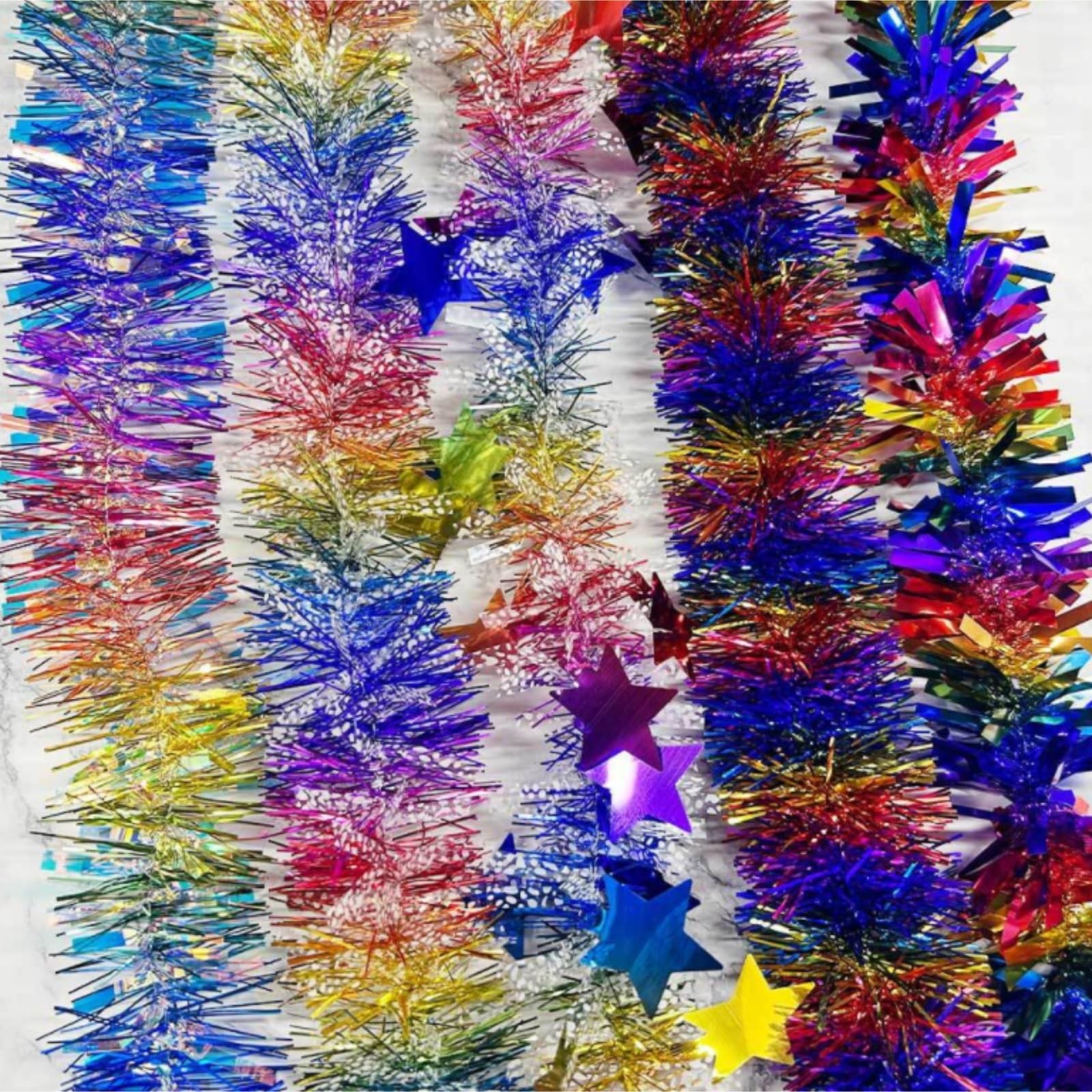 Decoración De Ventana Guirnaldas Navideñas De Oropel Metálico con Forma Espiral, Adornos Colgantes For Fiestas Pared Y Adornos Navideños(B,1.5M)