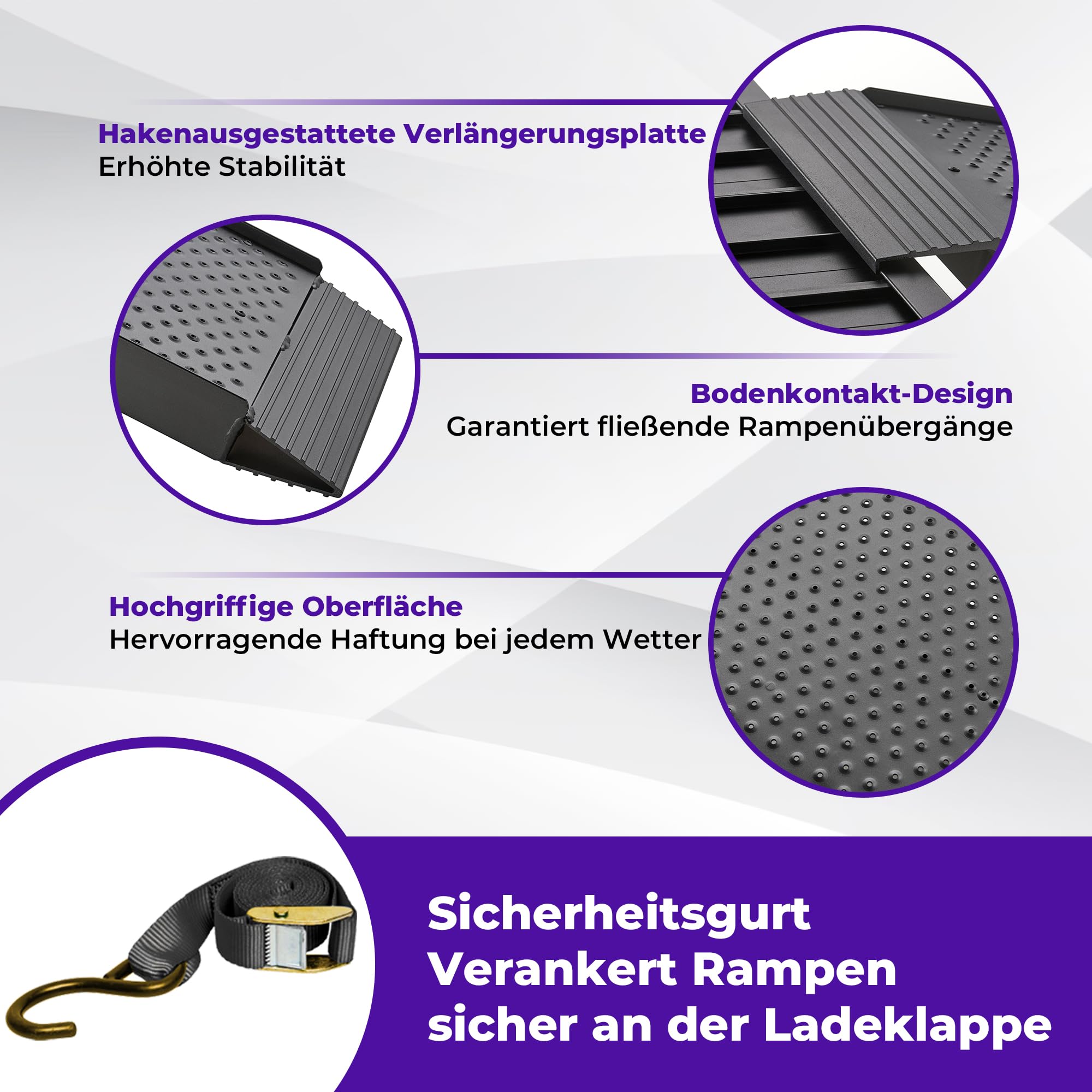 FACHNUO 228x28cm Auffahrrampe klappbar 340 kg Tragfähigkeit Aluminium Rampe für Motorrad, Quad, Pick-up mit tragbarem Griff, Rutschfester Oberfläche, platzsparend(1 Stück, Schwarz)
