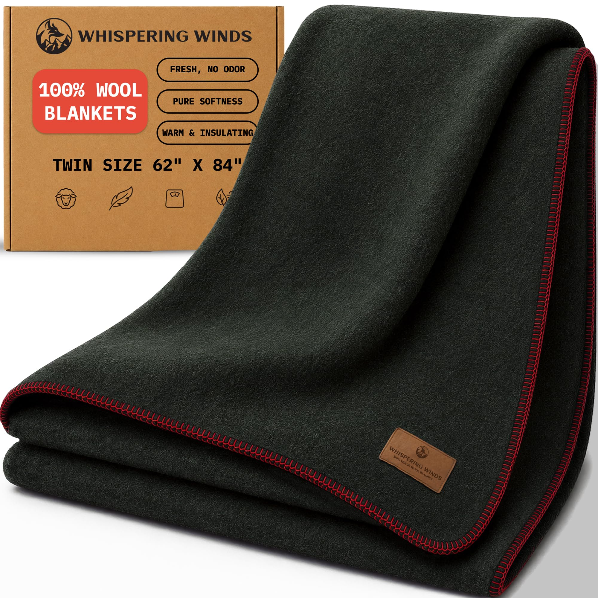 Whispering Winds 100% Wool Blanket Premium Twin Size