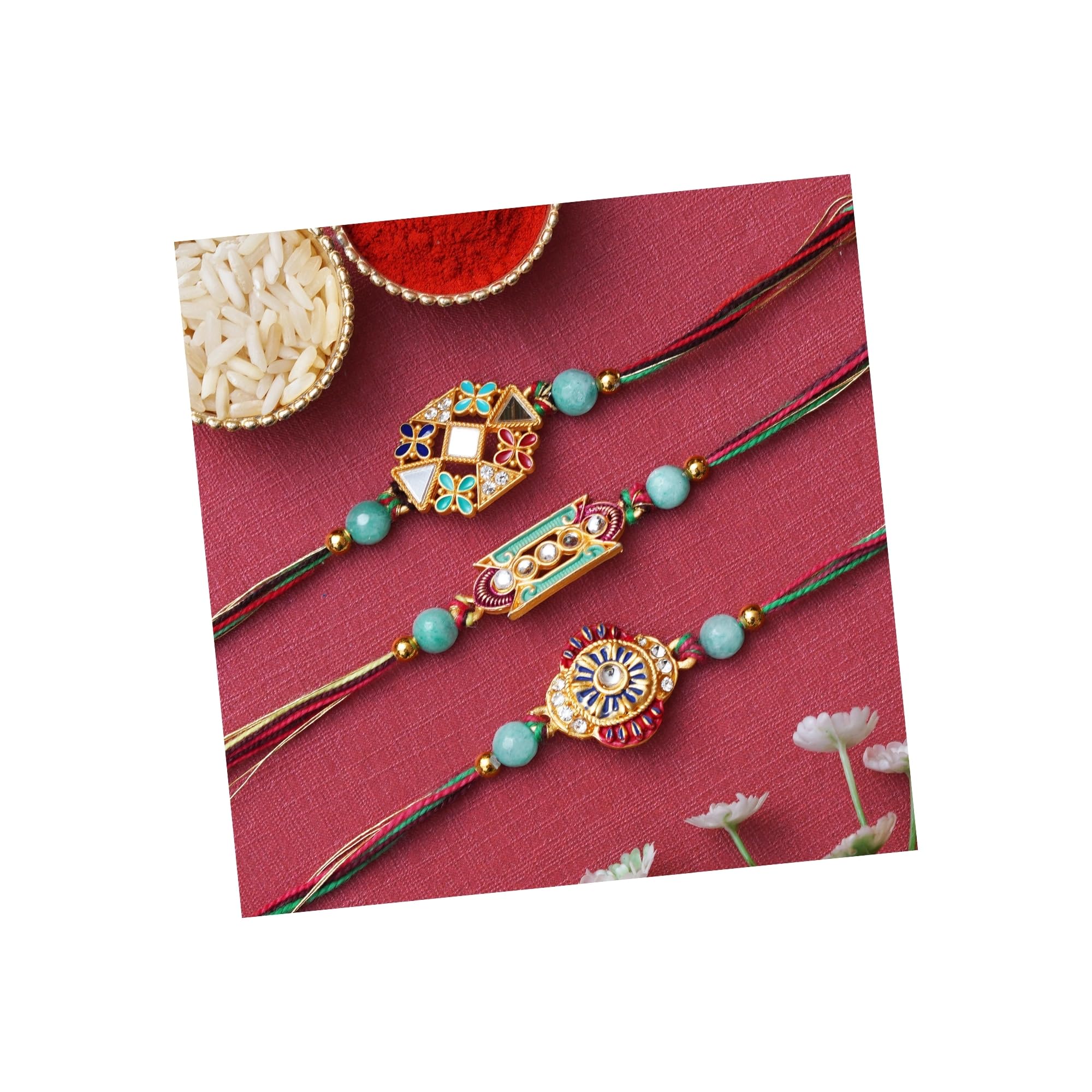 eCraftIndia Set of 3 Beautiful Designer Rakhis, Happy Rakhi Wooden Cutout with Roli Chawal Pack - Rakhis for Brother, Bhabhi, Kids (B0D1CFSN1Z) Amazon Price History, Amazon Price Tracker