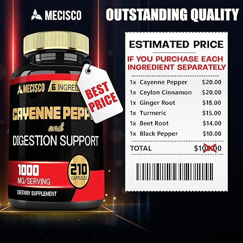 Miniatura 7 de Cápsulas de extracto de pimienta de cayena 6 en 1 con raíz de curcumina de cúrcuma orgánica, pimienta negra y más, apoya el sistema de digestión, la
