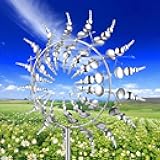 Wind Sculptures & Spinners, Magical Metal Windmill, 3D Wind Kinetic Sculpture, Wind Catchers Outdoor Patio Decoration, Outdoor Metal Wind Spinner for Lawn, Yard and Garden (1PCS-Silver)