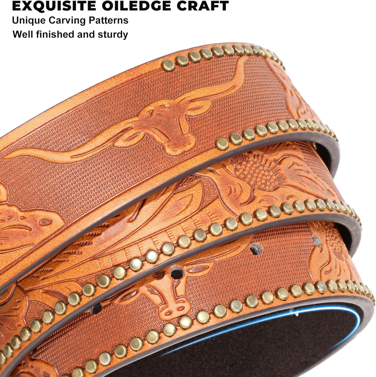 BELTROAD Western Leather Belt Strap for Men Women Cowboy Cowgirl Leather Mens Belts for Jeans Birthday Christmas Belt Gifts - Image 2