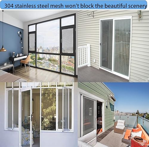 Miniatura 3 de Pantalla de malla de acero inoxidable 304, pantalla de seguridad de acero inoxidable 304 de malla 14, recubierta de PVC, resistente, 47 x 118