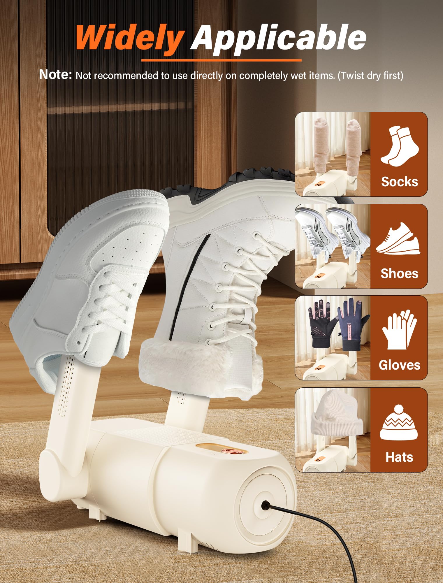 Aissom Asciuga Scarponi, Asciuga Scarpe Elettrico Asciugascarpe con Timer 120mins, Asciuga Stivali Asciuga Scarponi regolabile a 90°, Luce Violetta per scarpe, guanti, cappelli, calze