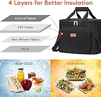 Vista 2 de Lifewit - Bolsa de almuerzo grande aislada, lonchera suave con enfriamiento para adultos, hombres, mujeres.