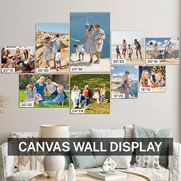 ART Custom Canvas Prints With Your Photos - Personalized Canvas Prints Pictures On Canvas Custom Gifts for Christmas Family Wedding Bedroom Living Room Wall 8x12in