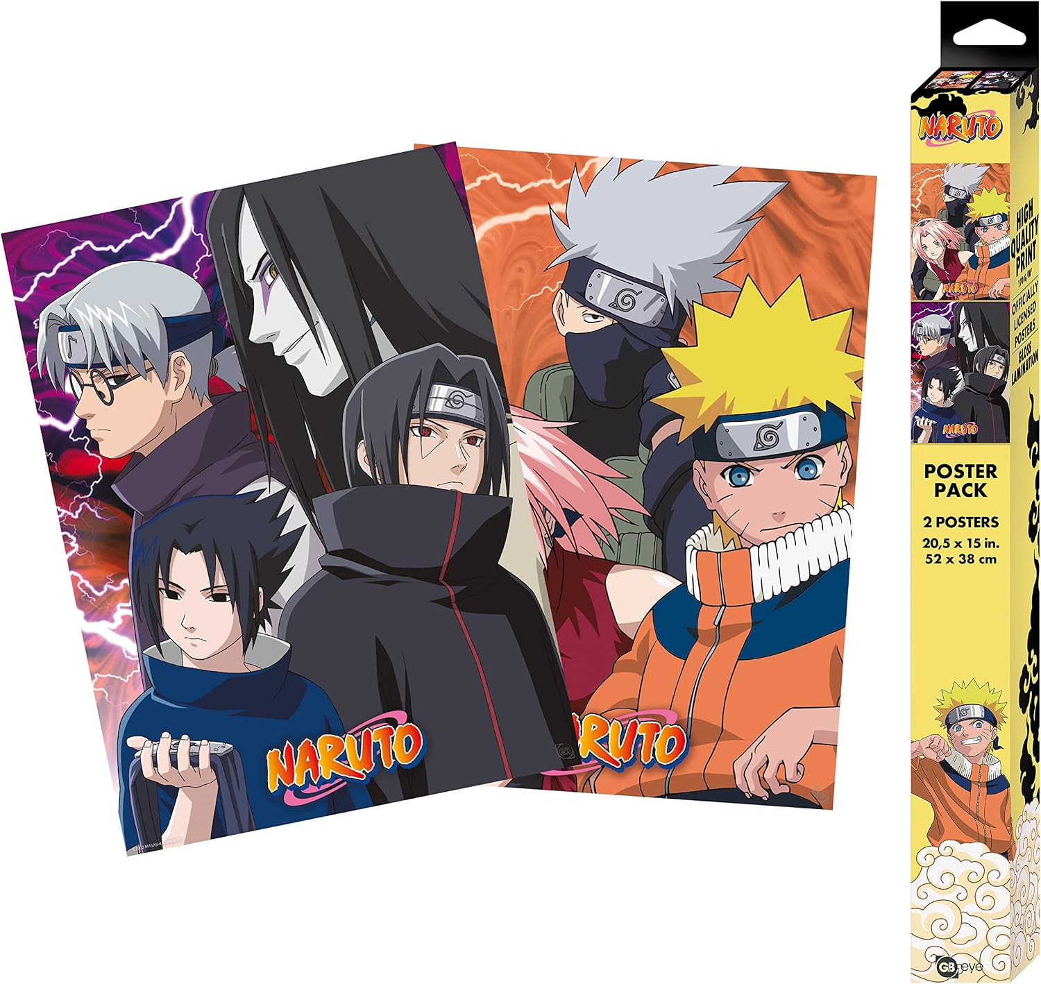 GB Eye Naruto Shippuden Unframed Set of 2 Chibi Poster Print 15" x 20.5" Featuring Konoha Ninjas & Deserters Anime Manga Wall Art Prints for Bedroom Office Room Decor Gift