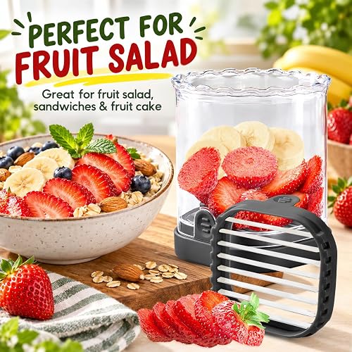 Creative Strawberry Slicer, Detachable Cutter with Push Plate (Black) - 4