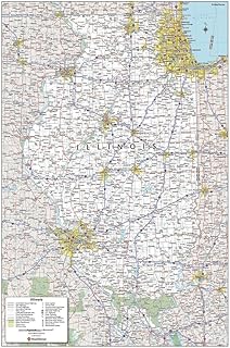 MapSherpa: Illinois State Wall Map - Compact - 16 x 24 inch Poster - Front Lamination