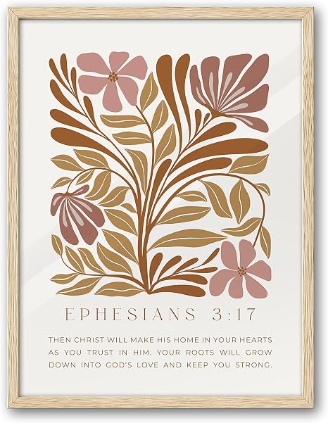 EcoHest OAK Wood Jesus Framed Wall Art, 12x16in Psalm 122:1 Bible Verse Christian Wall Art, Modern Blue Bedroom Decor For Living Room Bathroom Religious Gift 1Pack