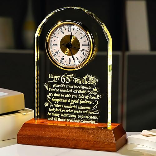 Miniatura 14 de Ornalrist Reloj de cristal de feliz cumpleaños 70 para mujeres y hombres, regalo de cumpleaños de 70 años para mamá, papá, reloj de cuarzo giratorio