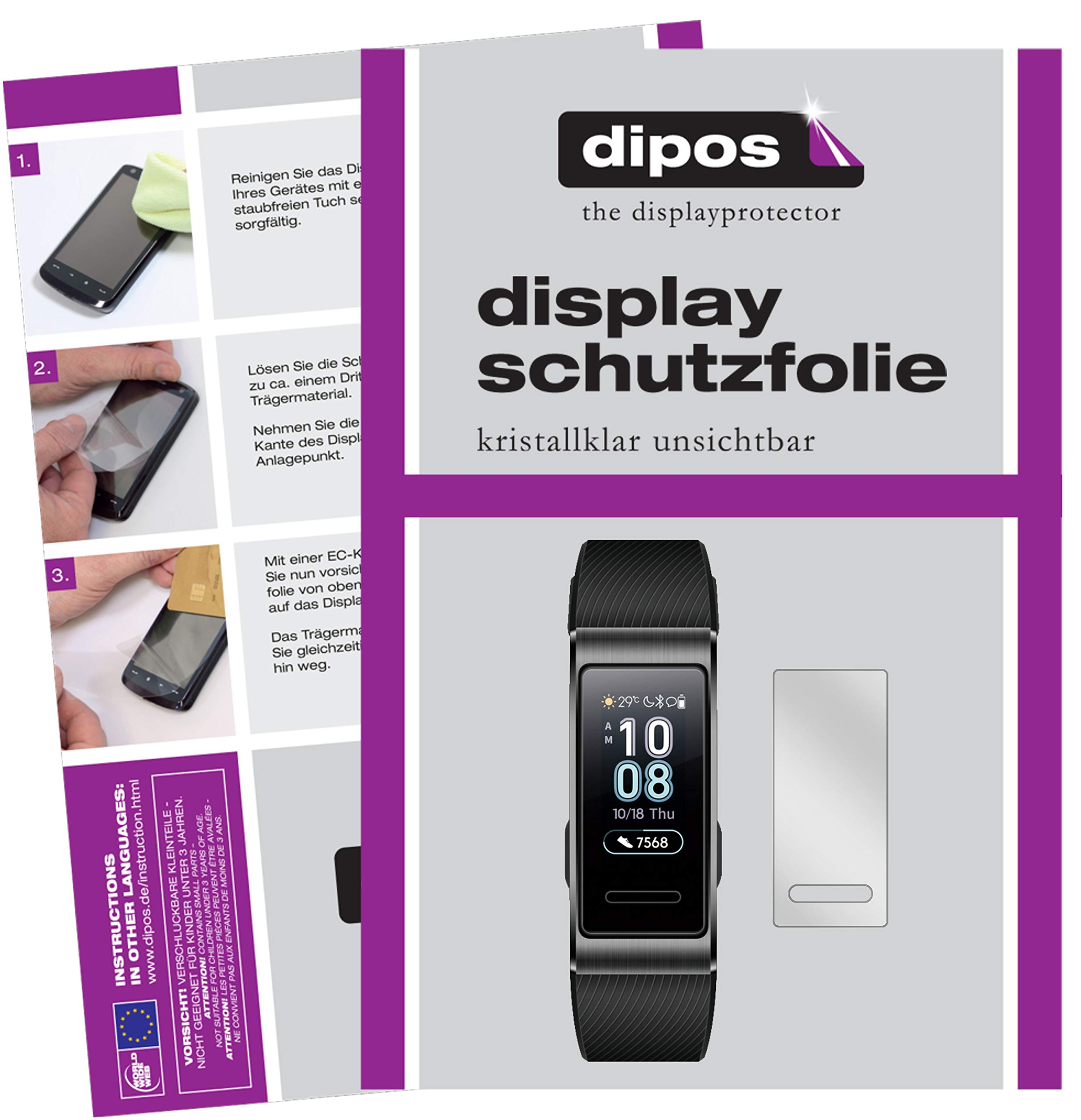 Dipos I 6X Pellicola Protettiva Per Huawei Band 3 Pro - Cristallo Trasparente (Made In Germany)