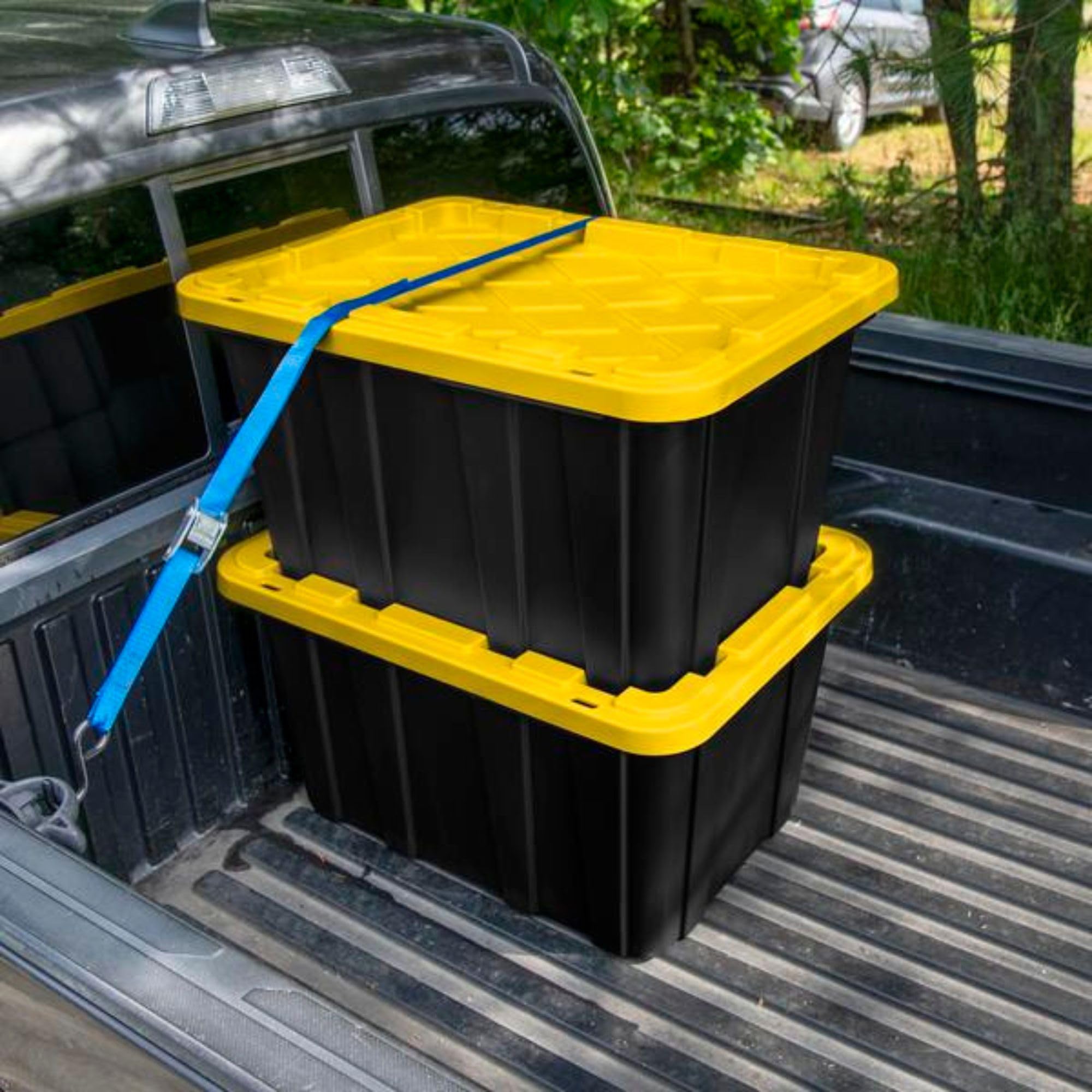 Sterilite Industrial Storage Tote with Lids for Garage, 27 Gallon, 4-Pack — product photo