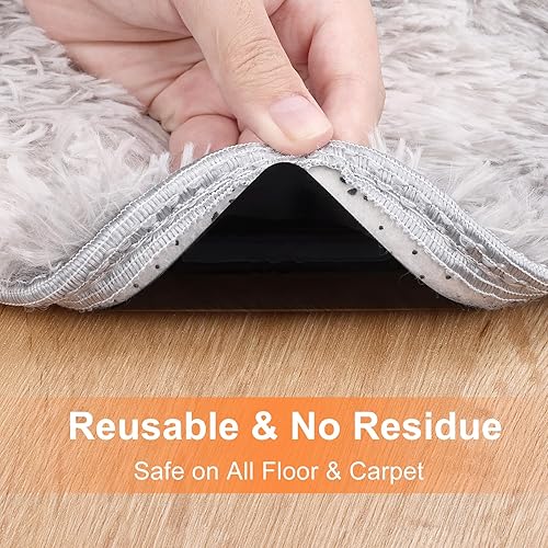 Miniatura 4 de Paquete de 16 Pinza de esquina para alfombras para suelos de madera dura para sujetar la alfombra, antideslizante debajo de la alfombra, cinta