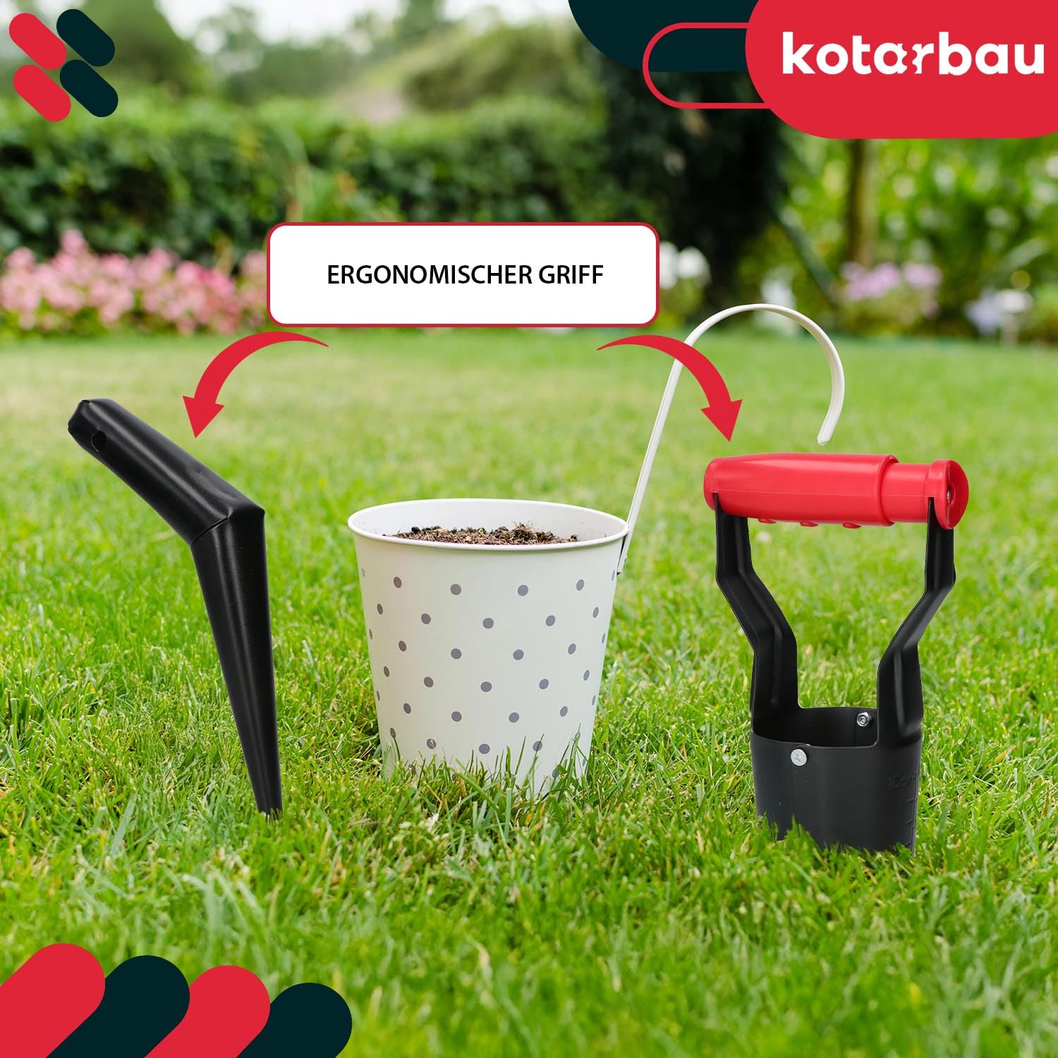 KOTARBAU® Piantabulbi - 23 cm - Piantabulbi - Puntale - Acciaio verniciato a polvere - Ausilio per la piantagione - Per piantare bulbi - Nero - Accessori da giardino - Trapano per buche