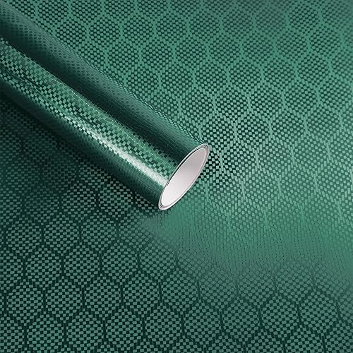 Lypumso Honeycomb Carbon Fiber Vinyl Wrap, Chrome Hexagon Cast Vinyl Film for Almost Cars and Motorcycles Exterior Interior, Self-Adhesive Car Wrap Stickers (Green, 1ft x 10ft)