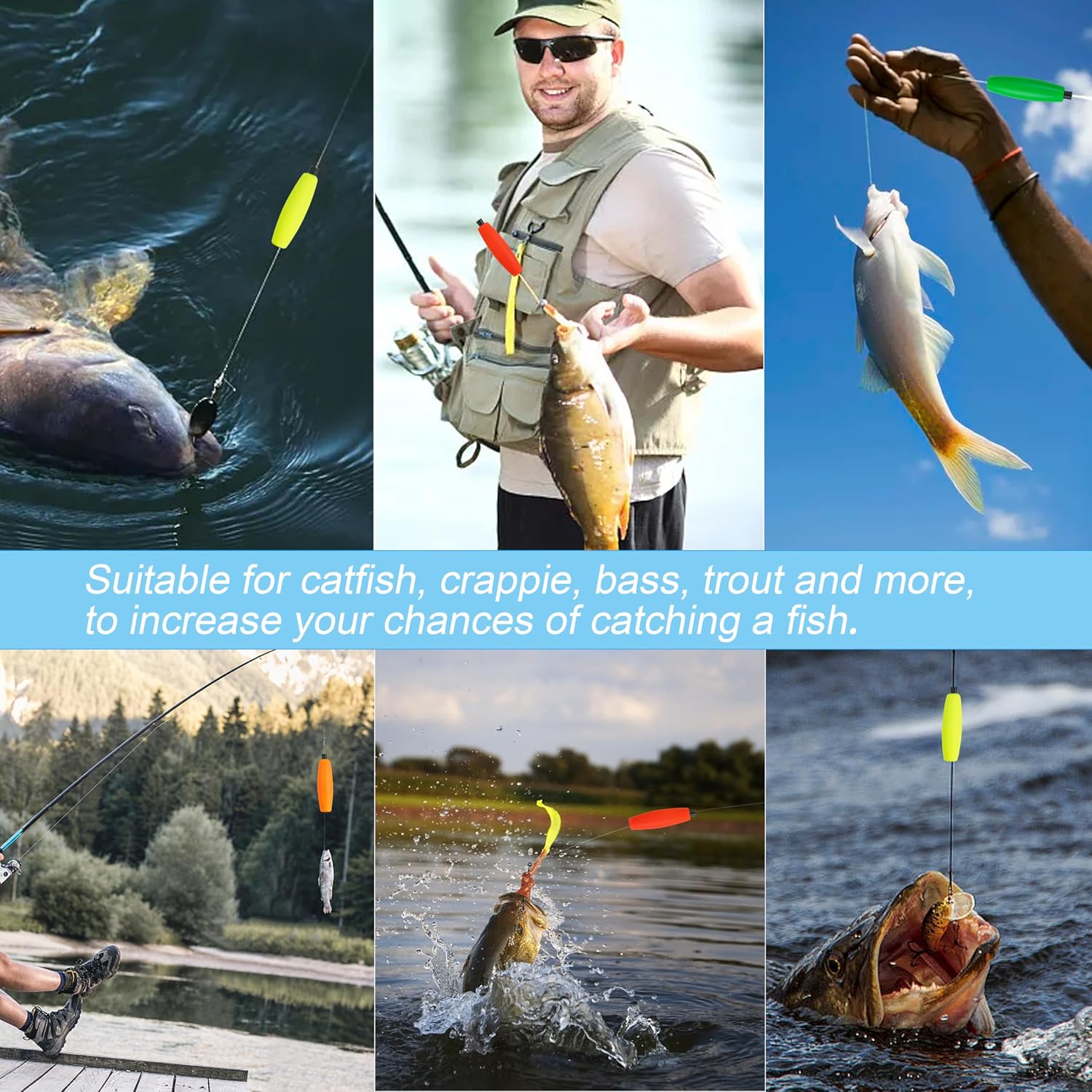 OROOTL Peg Floats Fishing Bobbers, Cigar Foam Floats Catfish Bobbers Fishing Slip Bobbers Cork with Pipe Plug for Catfishing Santee Rig Freshwater Saltwater 2in 2.5in 3in