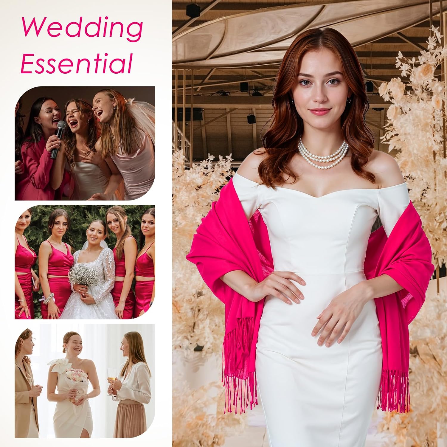 Abeillo Pashmina Wraps for Women - Elegant Pashmina Shawl Wraps Luxurious Shawls for Women Weddings Evening Dresses