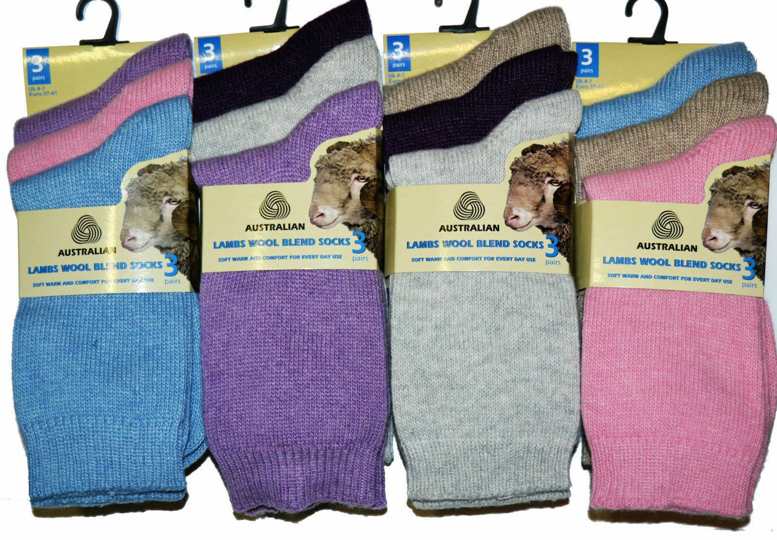 VEARZ LADIES EXTRA WARM SOCKS AUSTRALIAN LAMBS WOOL BLEND WOMEN THERMAL (Multi (06 Pairs))