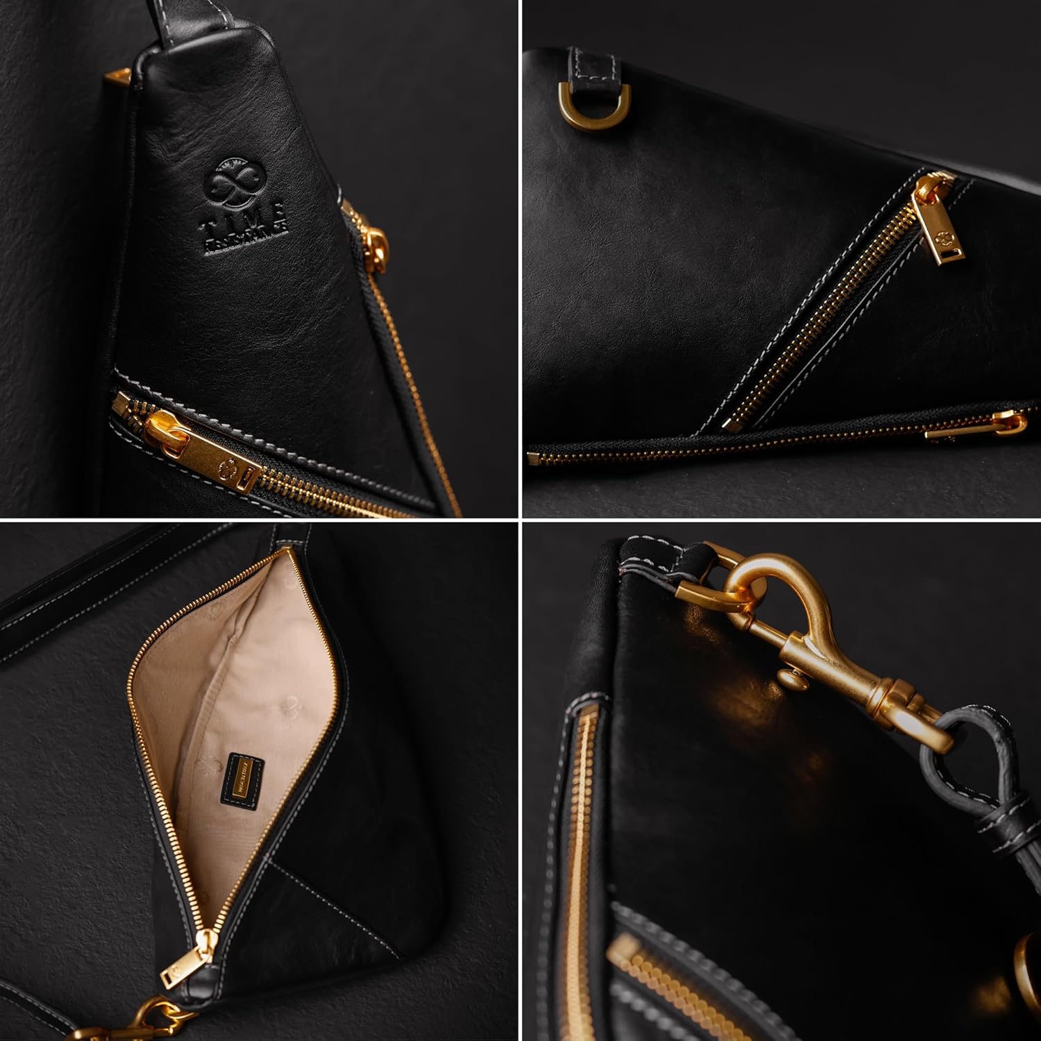 Time Resistance Leather Sling Bag - Full-Grain Leather Bag - Chest Bag for Men and Women - Image 5