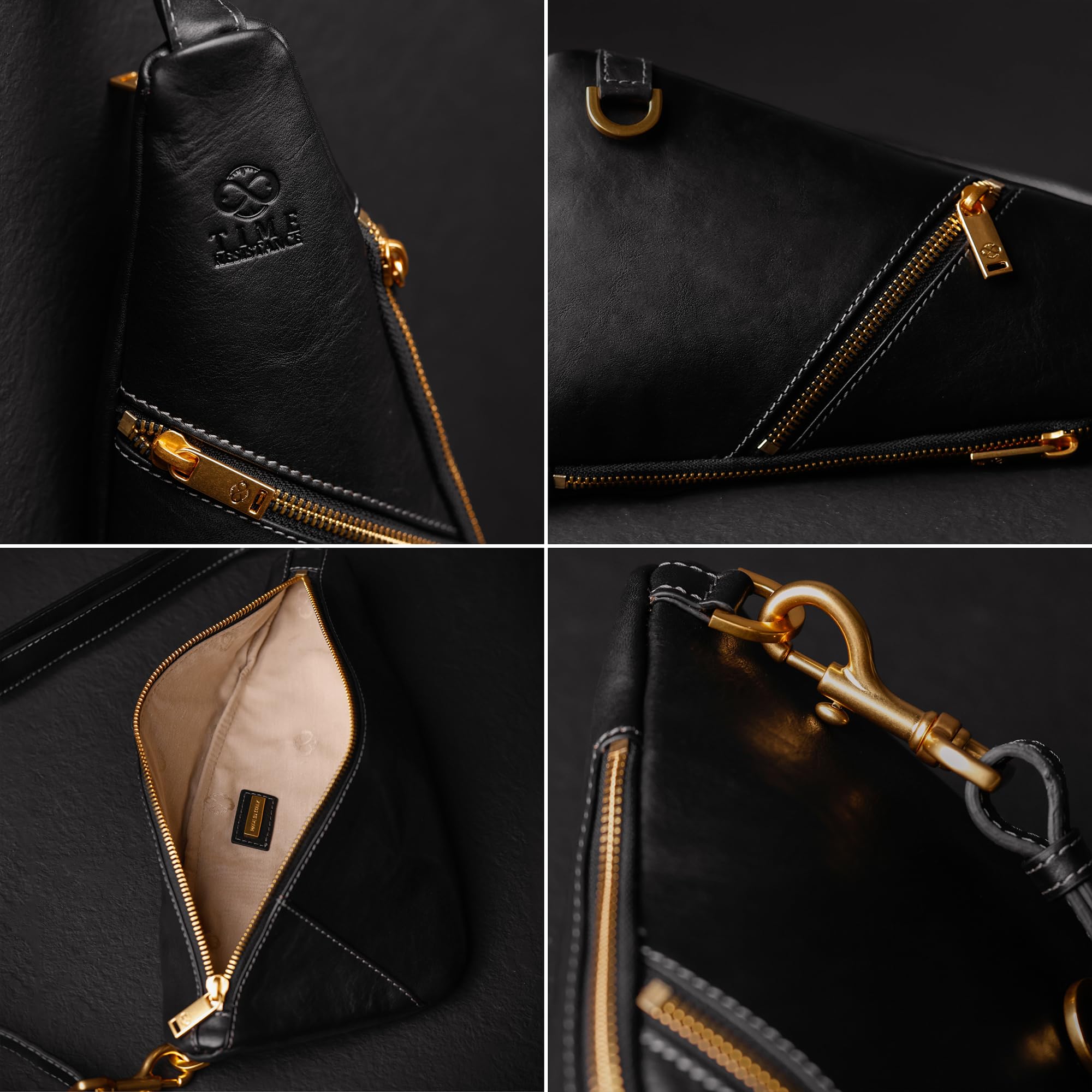 Time Resistance Bolso Bandolera de Cuero - Bolso de Cuero de Plena flor - Bolso de Pecho para Hombres y Mujeres