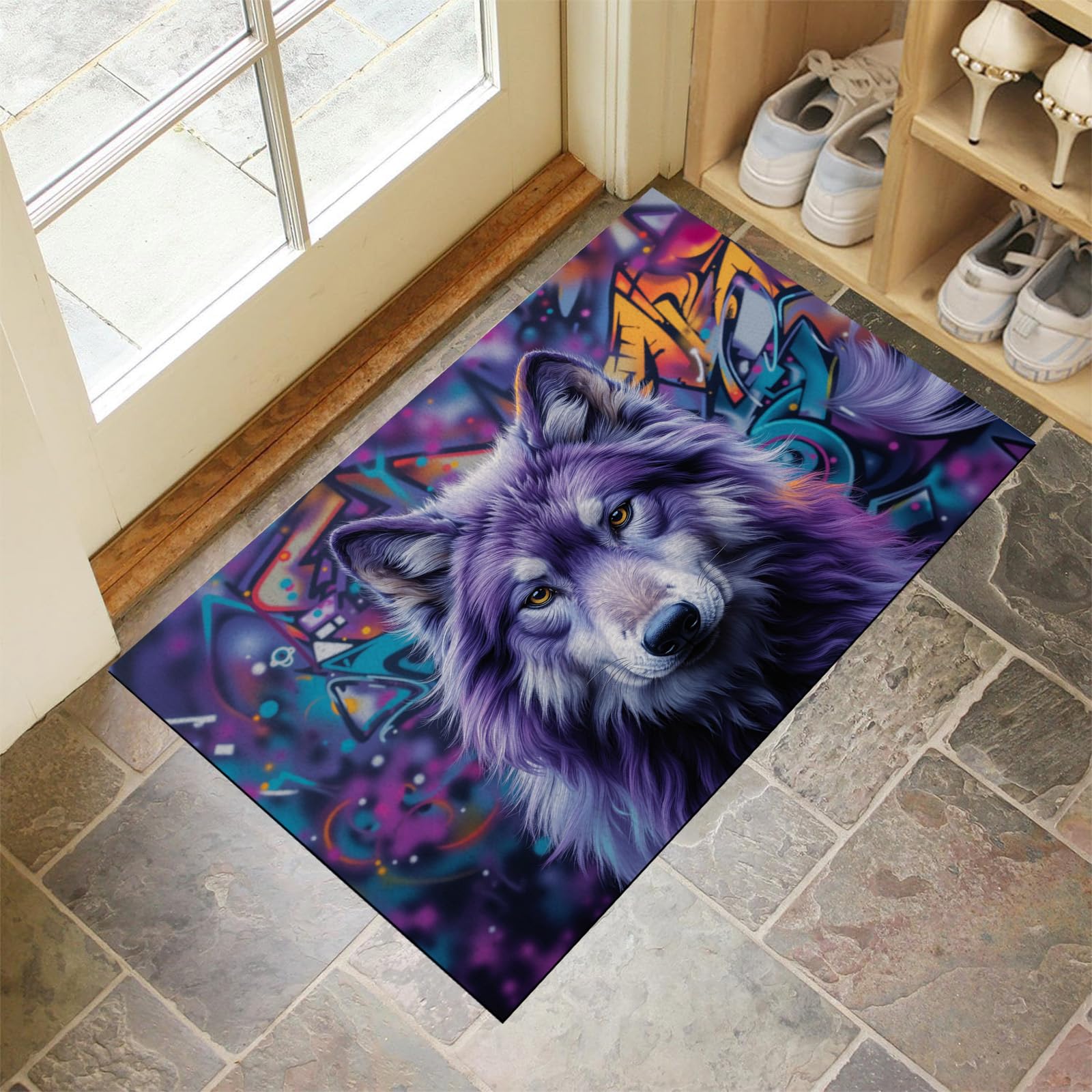 Alfombrilla para puerta interior lavable felpudo entrada morado 50 x 80 cm