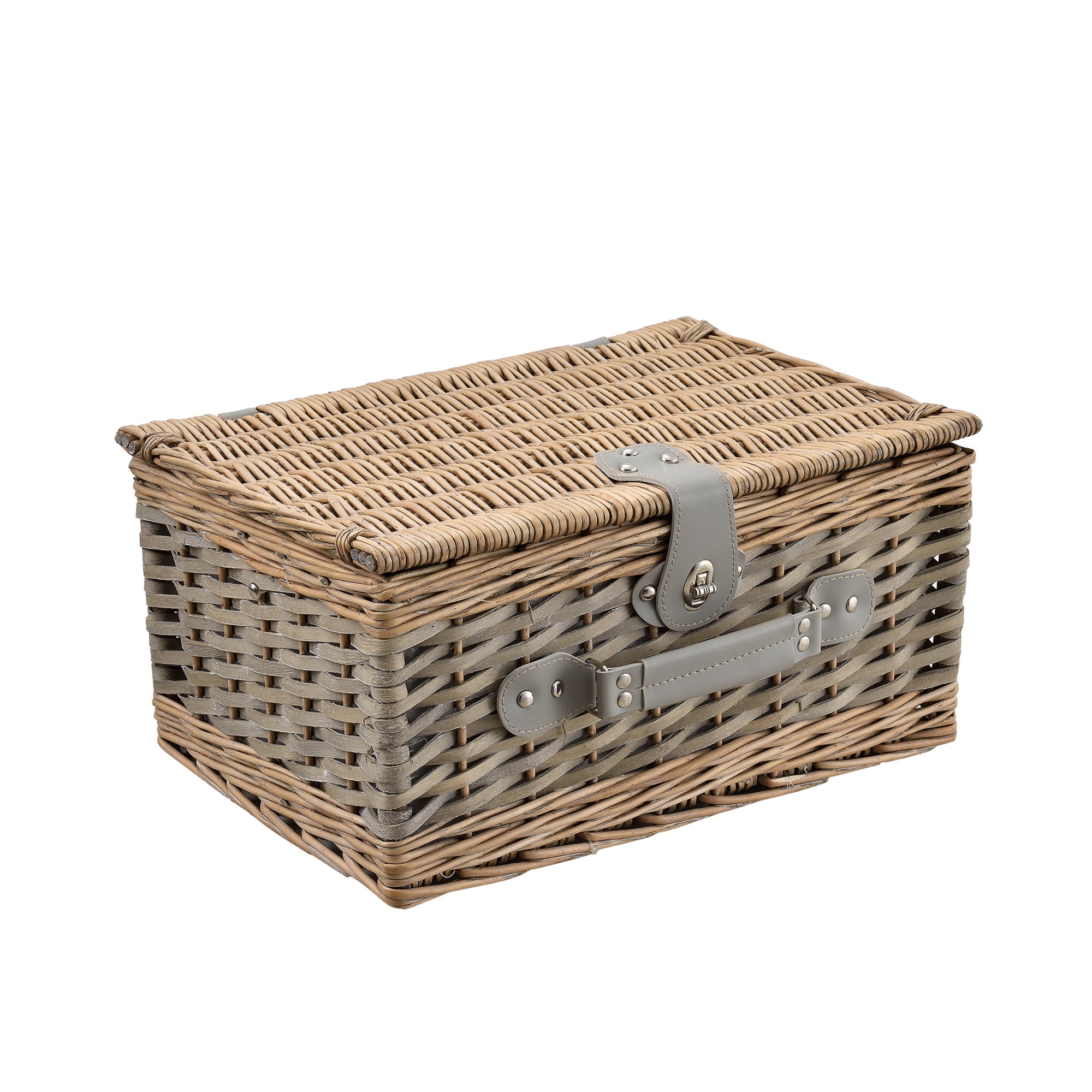 Panier de Pique-Nique pour 4 Personnes INCL. Vaisselle, Couverts, Sac Isotherme et Verres - Gris
