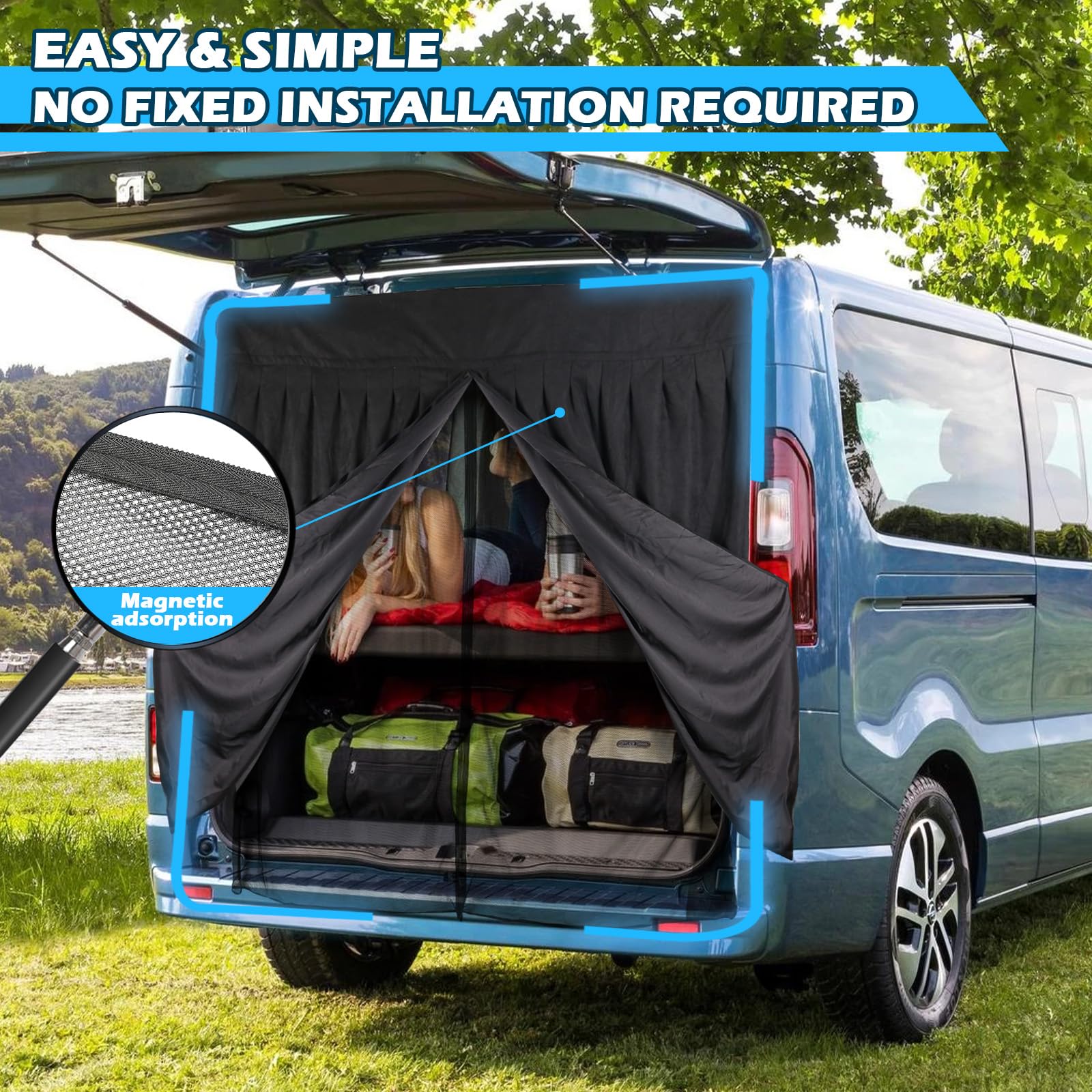 Zanzariera Auto Compatibile con Renault Trafic, Zanzariere Porta Posteriore Auto, Rete per Insetti Magnetica a Doppio Strato per Campeggio All'aperto