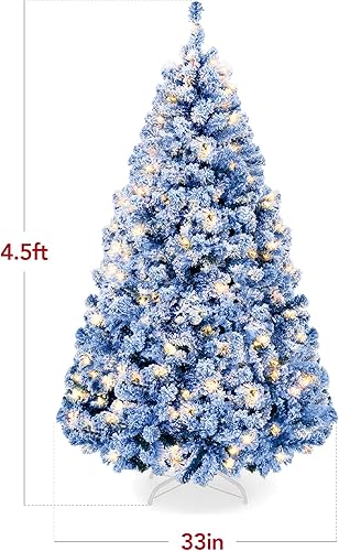 Miniatura 90 de Best Choice Products Árbol de Navidad rosa preiluminado de 6 pies, abeto completo con nieve artificial, decoración navideña con 250 luces, 928