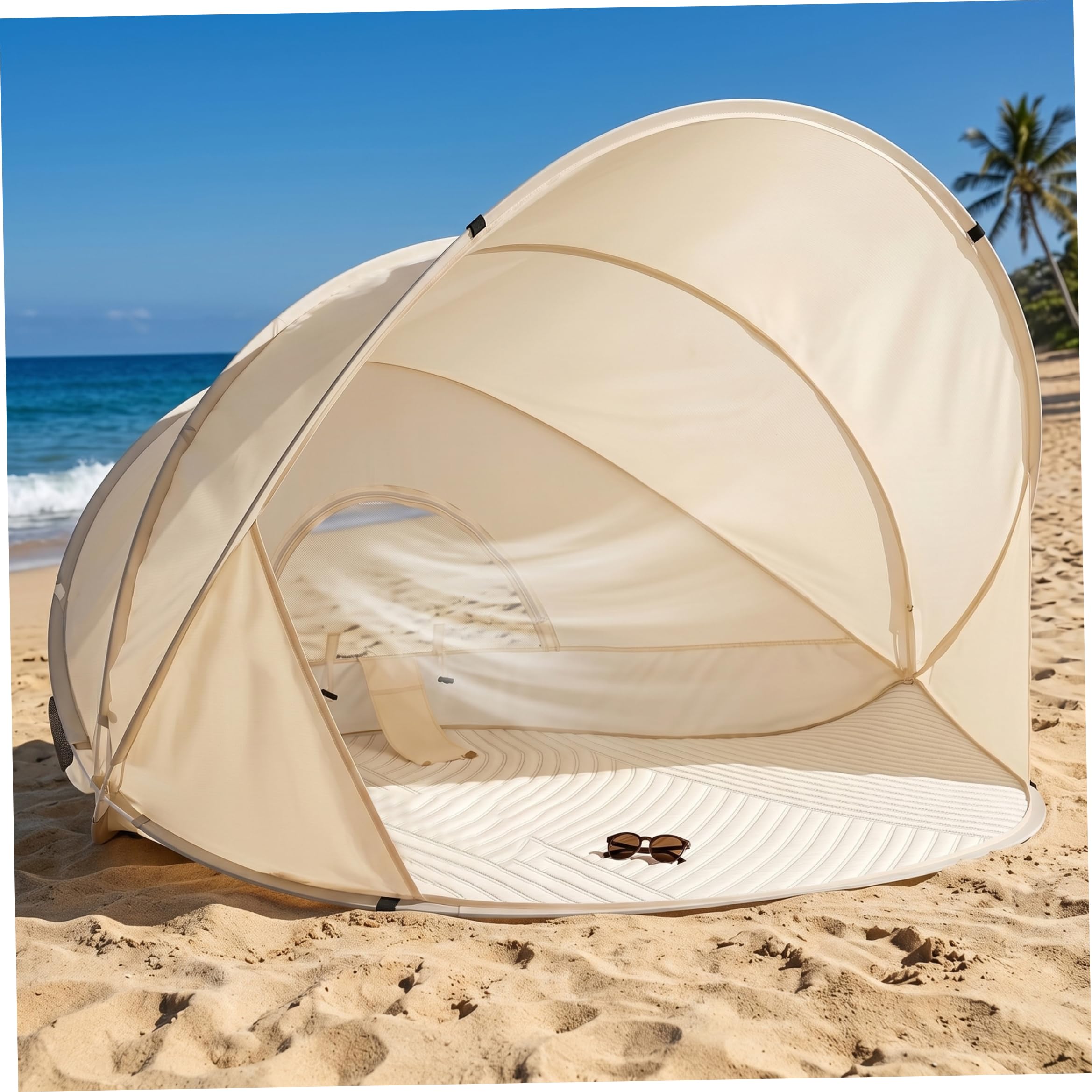 Tente de Plage Pop-up instantanée de 51x43 Pouces pour 3-4 Personnes, auvent d'abri Solaire Portable pour la Plage, Le Parc et Le Camping