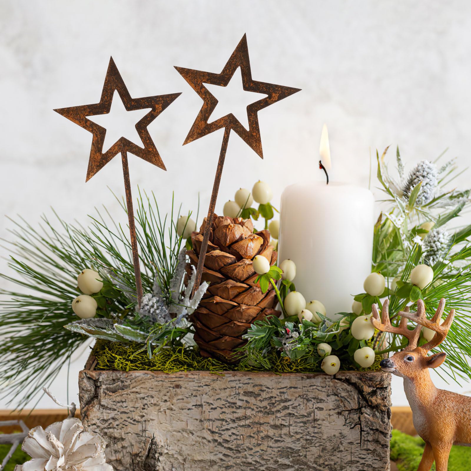Vaktop Gartenstecker Weihnachten, 2 Stck Stern Roststecker Weihnachten,  Metall Gartendeko Rost, 25 x 9cm Weihnachtsdeko fr Drauen Garten  Wetterfest Rost Deko : Amazon.de: Garten