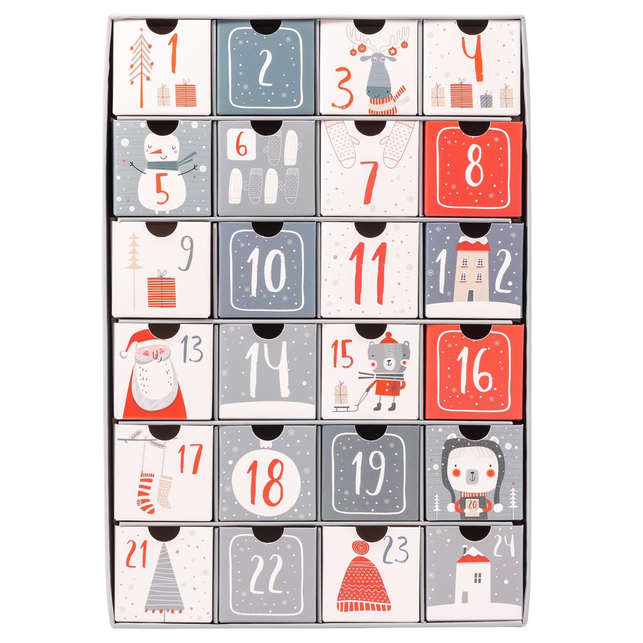 Fill Your Own Advent Calendar 24 Days Reusable 1-24 Empty Drawers for Christmas Countdown (Grey) - Image 3