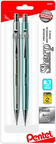 Portaminas Sharp, (0.7 mm), cuerpo metálico, cuerpo de colores surtidos, paquete de 2 (P207MBP2M1)