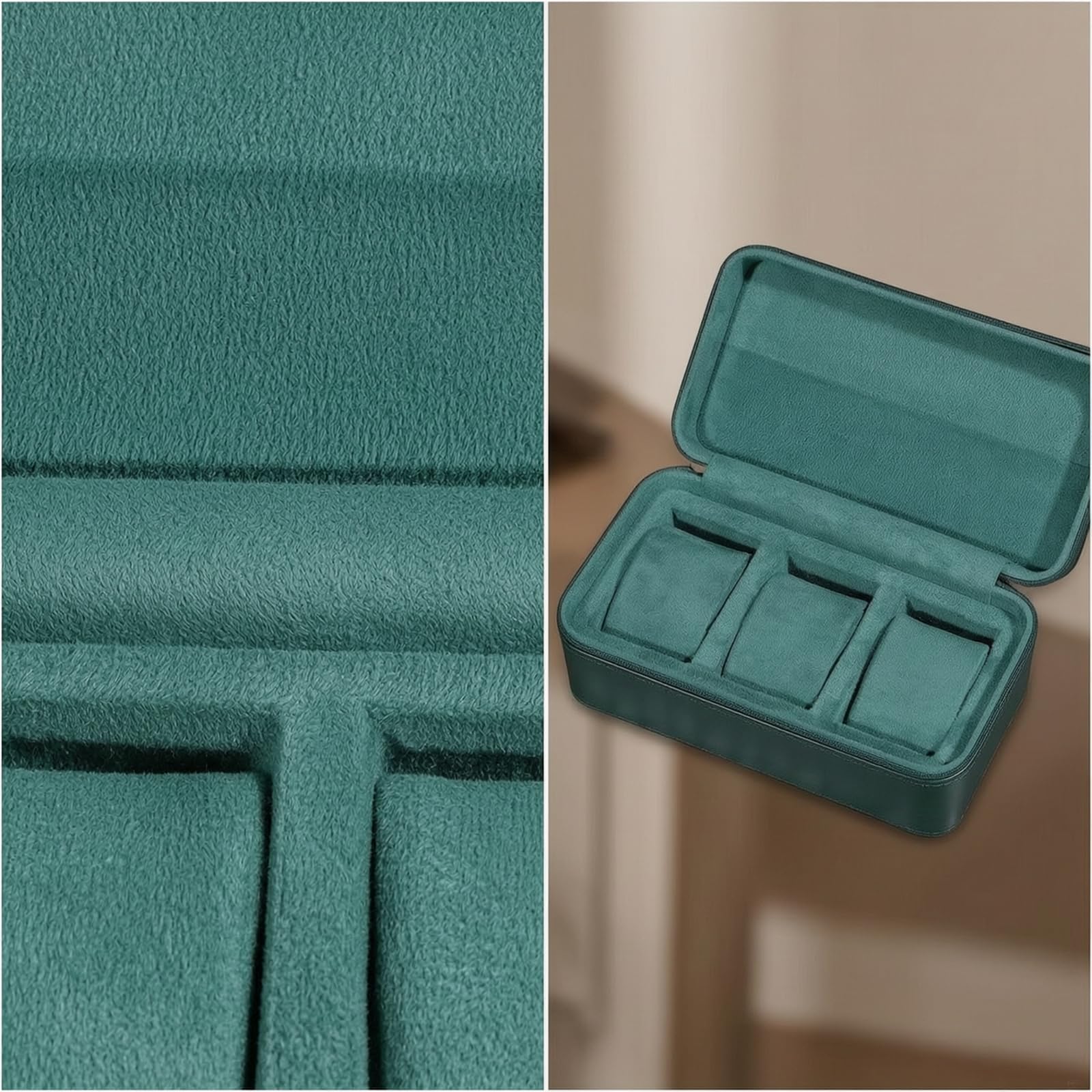 Uhren Aufbewahrungsbox Uhrenetui Uhrenkoffer Reiseetui Uhrenorganizer aus Mikrofaserleder mit Weicher Velours-innenausstattung Stoßfeste Hartschale, Grau