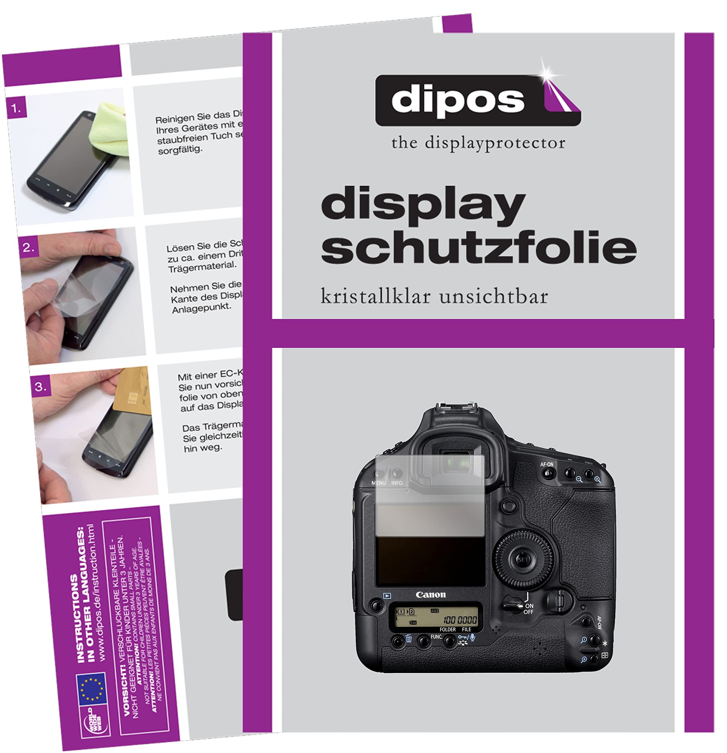 Dipos Displayschutzfolie Für Canon EOS 1D Mark IV – Kratzfester Kunststoffschutz