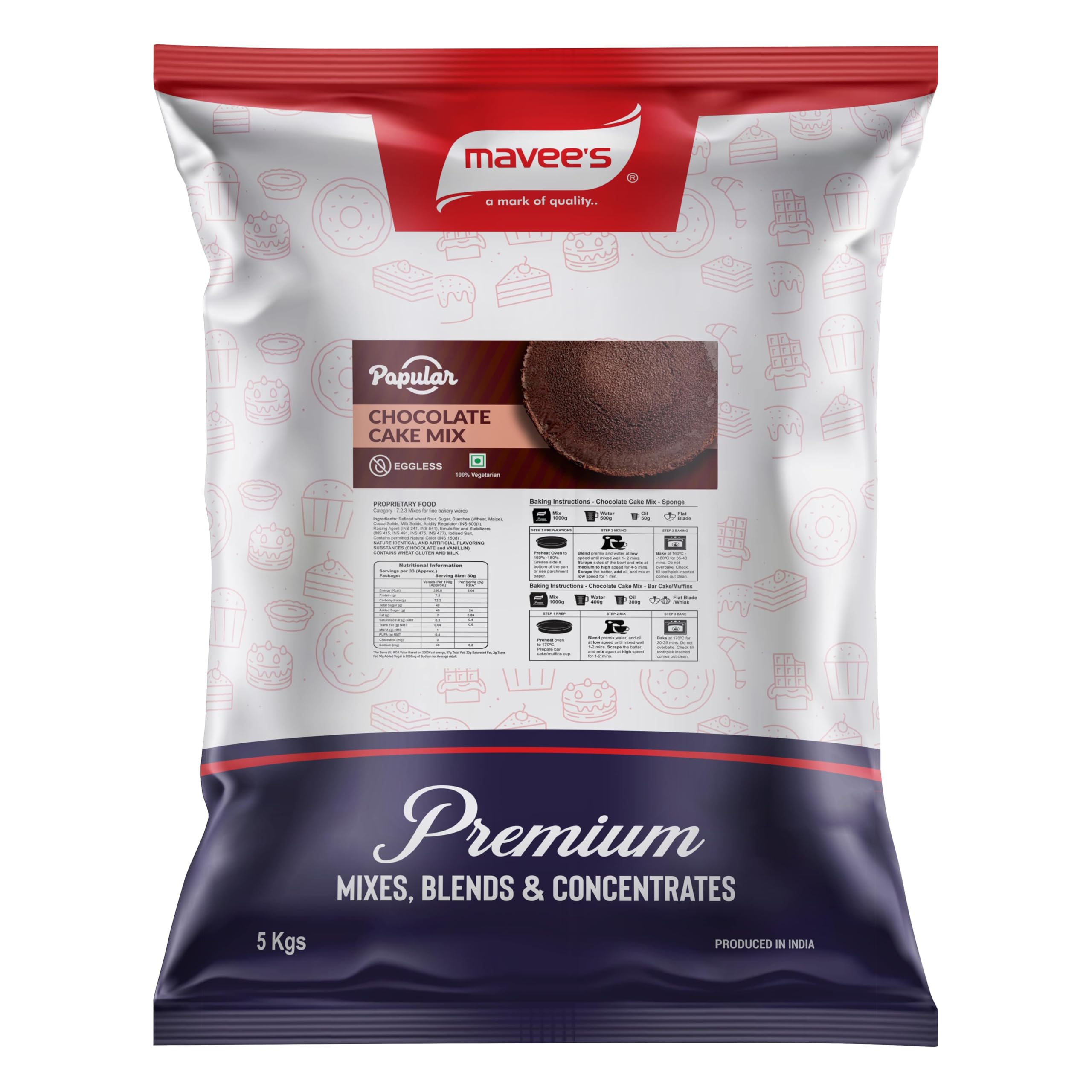 mavees Mavee-Chocolate Cake Premix Eggless-Popular-5 Kgs (B0C9QSYHJN) Amazon Price History, Amazon Price Tracker