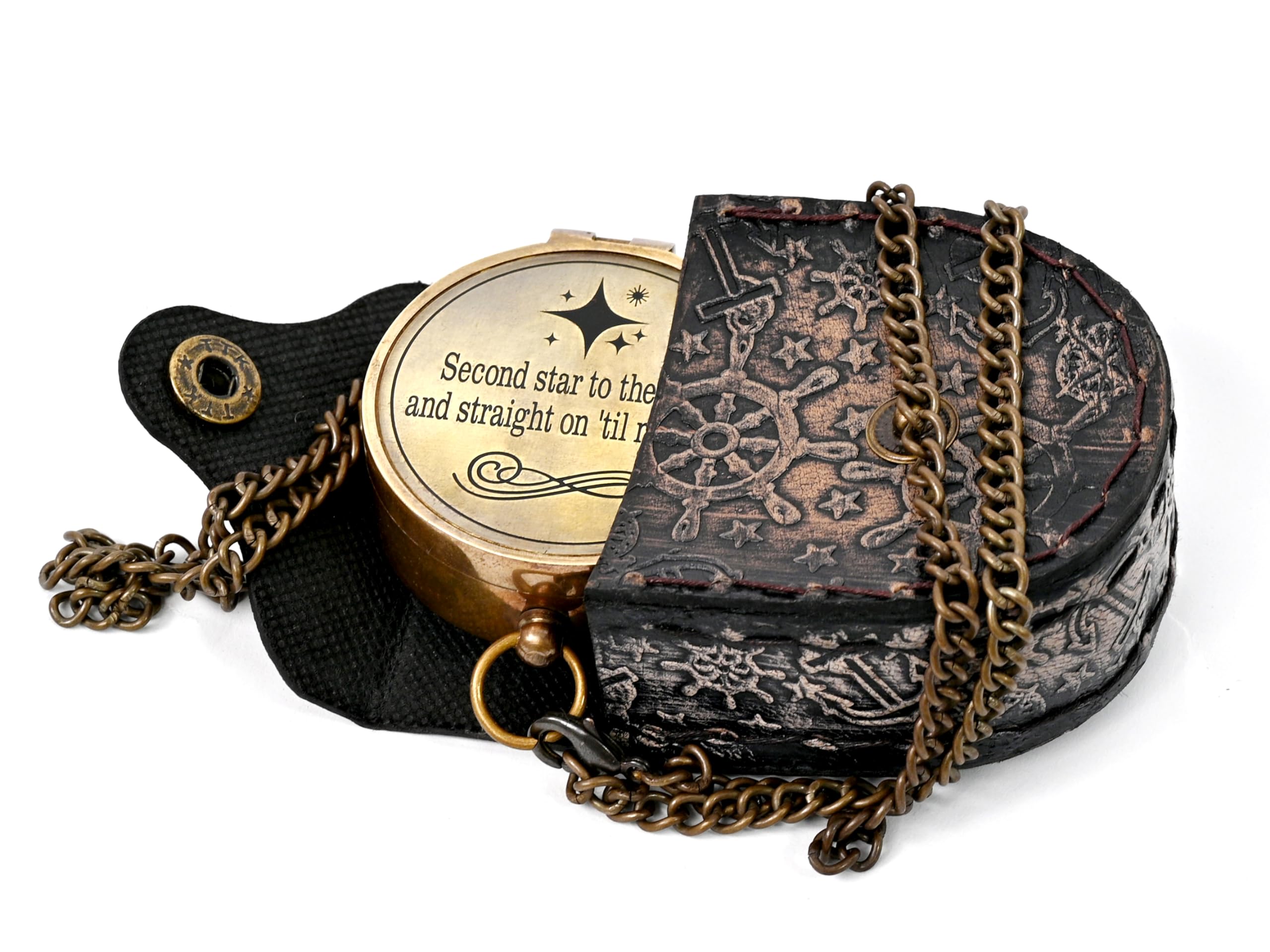 The New Antique Store - Engraved Compass, Customized Brass Compass for Anniversary, Birthday, Graduation Day, Confirmation, Valentine, Parting, Sailor Gift (Peter Pan)