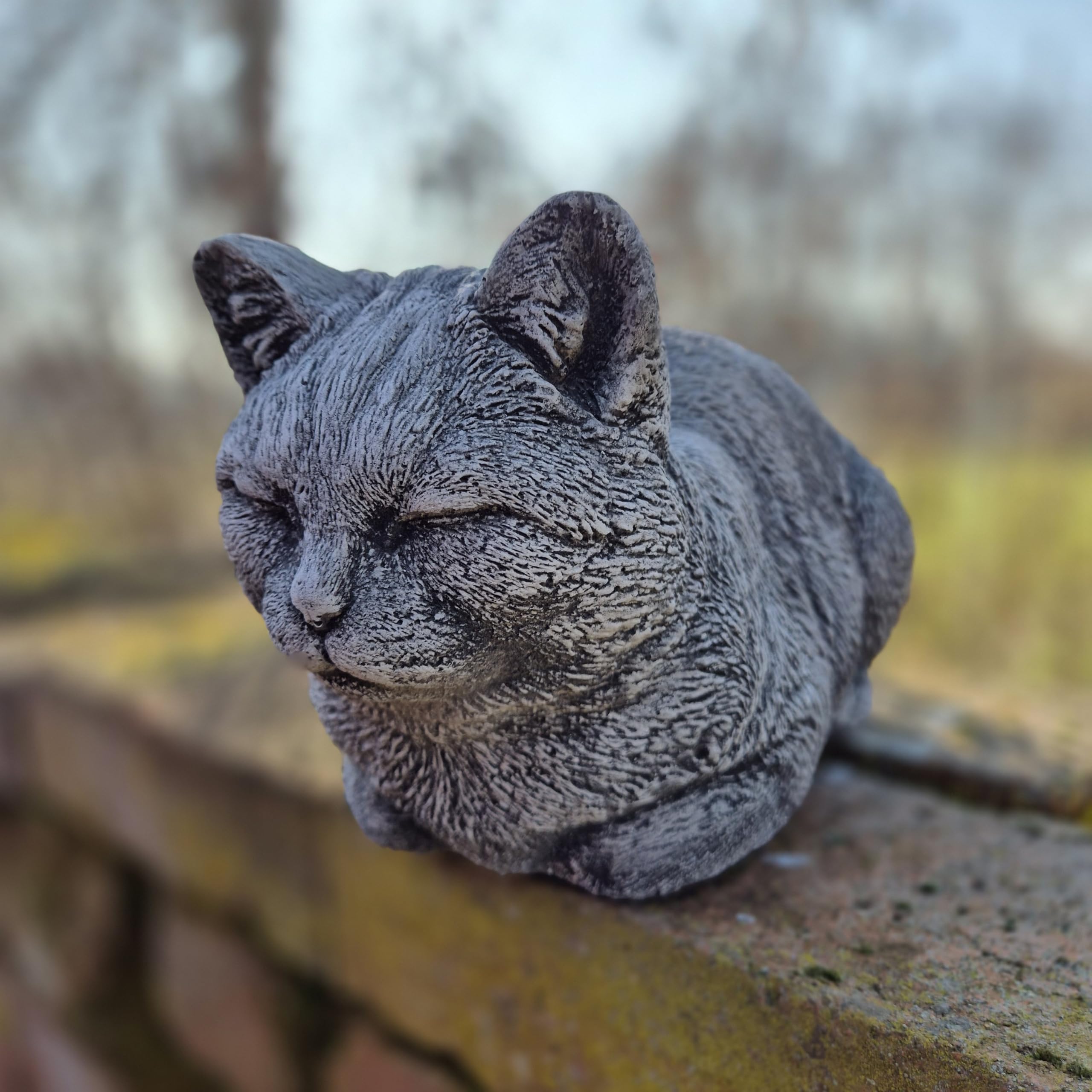 FABRIQ Statua da giardino gatto seduto 17 cm – statuetta in pietra gattino 9 kg – figura animale in pietra – resistente alle intemperie e al gelo