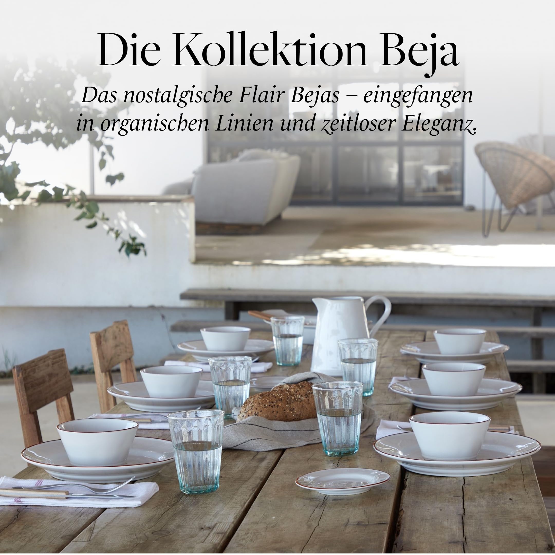 Costa Nova Geschirrset Beja: 30-teiliges Steinzeug-Set, Spülmaschinen-, Mikrowellen-, Ofen- & Gefrierfest, Komplettes Service für 6 Personen mit flachen & tiefen Tellern, Schalen & Tassen, Weiß/Creme