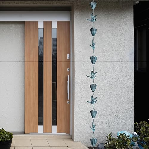 Miniatura 9 de Aifeorzo Cadena de lluvia de 8.5 pies, cadenas de lluvia cardenales y de copa para canaletas, cadena decorativa y funcional de atrapadordesviador de