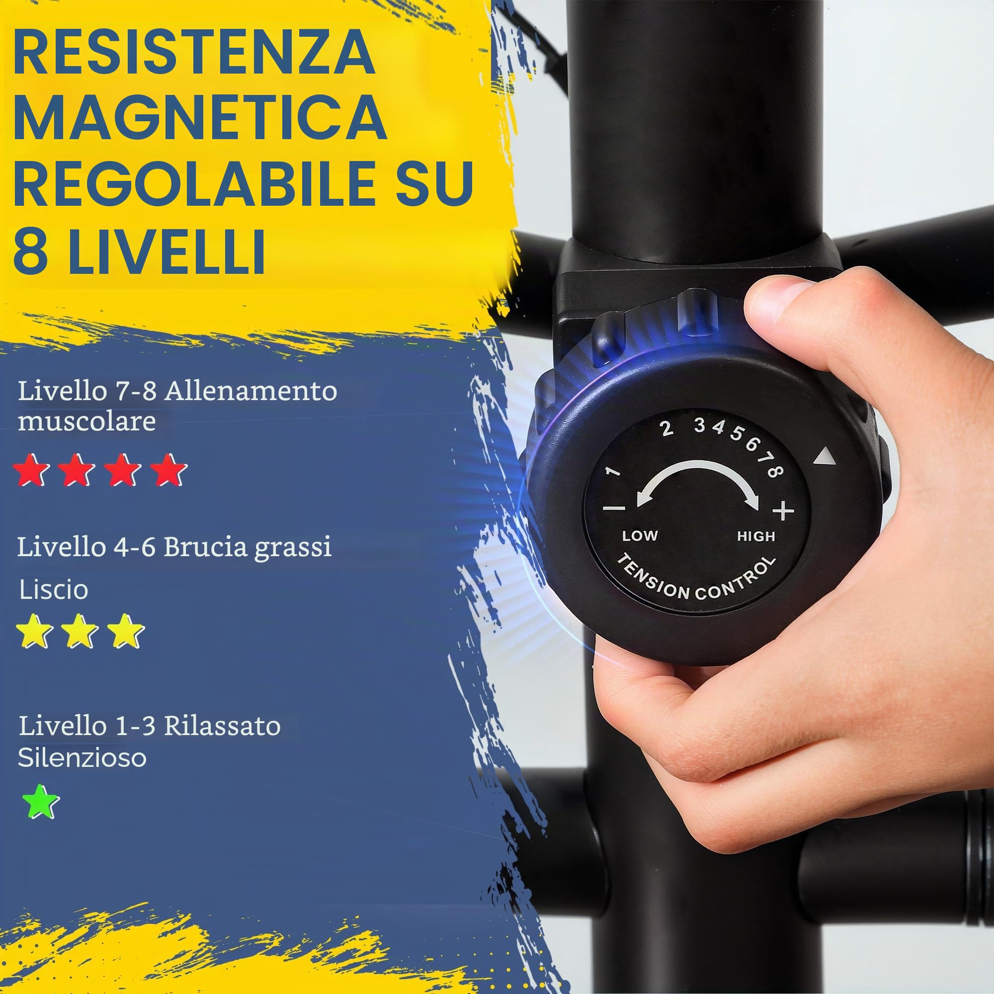 SPORTNOW Ellittica domestica ultra silenziosa, ellittica magnetica con 8 livelli di resistenza, cyclette con display a LED, sensore di pulsazioni, portabottiglie e ruote, nero