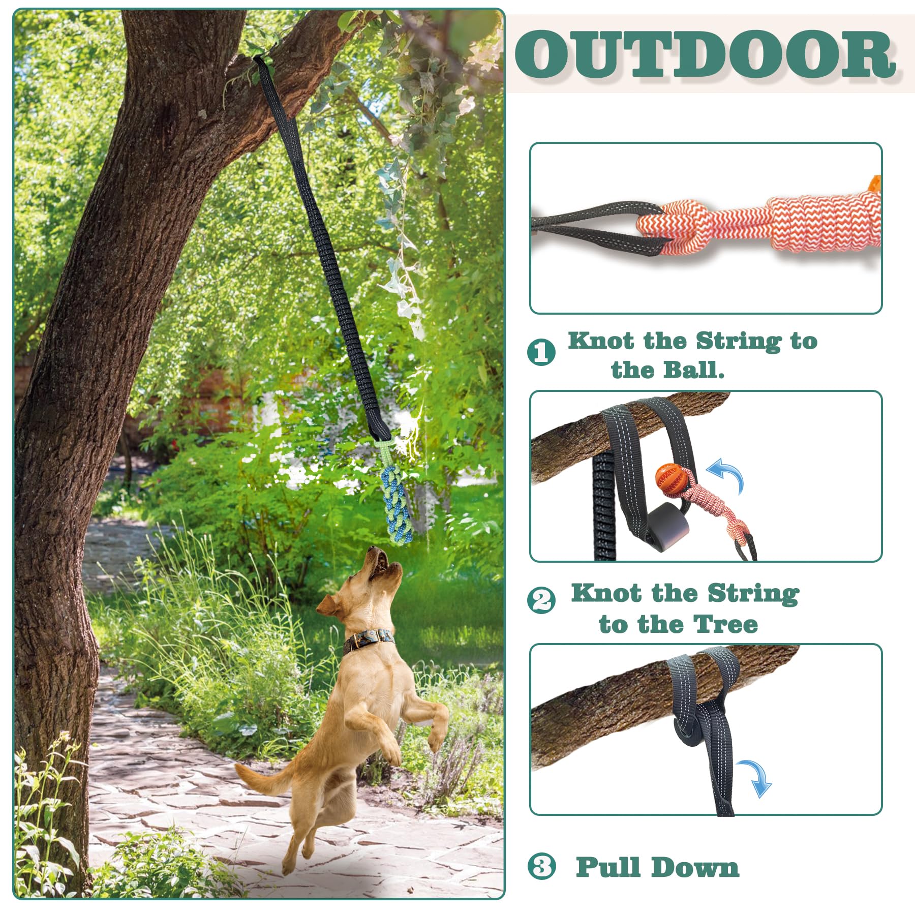 GTIIAS Interactive Dog Toys Tug of War Dog Toy for Small/Medium/Large Dogs,Teething Rope for Teeth Cleaning,Puzzle Ball for Chewing,Dog Bungee Tug Toy Kit, blue