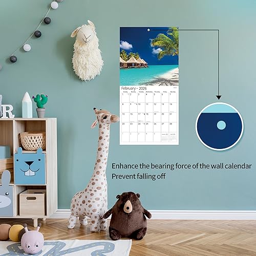 Miniatura 4 de Calendario de pared 2026, calendario 2026, noviembre de 2025 a diciembre de 2026, calendario de pared Playas Island, 12 x 24 pulgadas abierto,