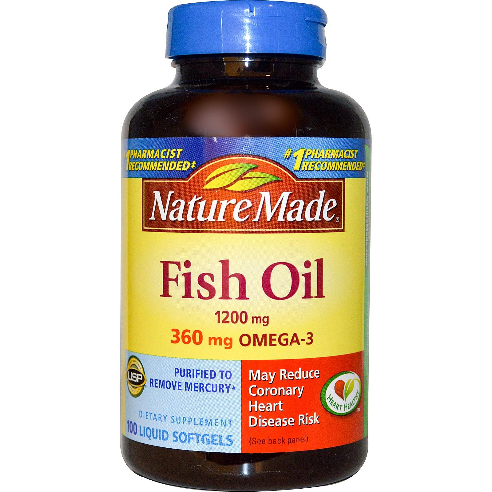 Nature Made Fish Oil 1200 mg w. Omega-3 360 mg Softgels 100 Count (Pack of 1)