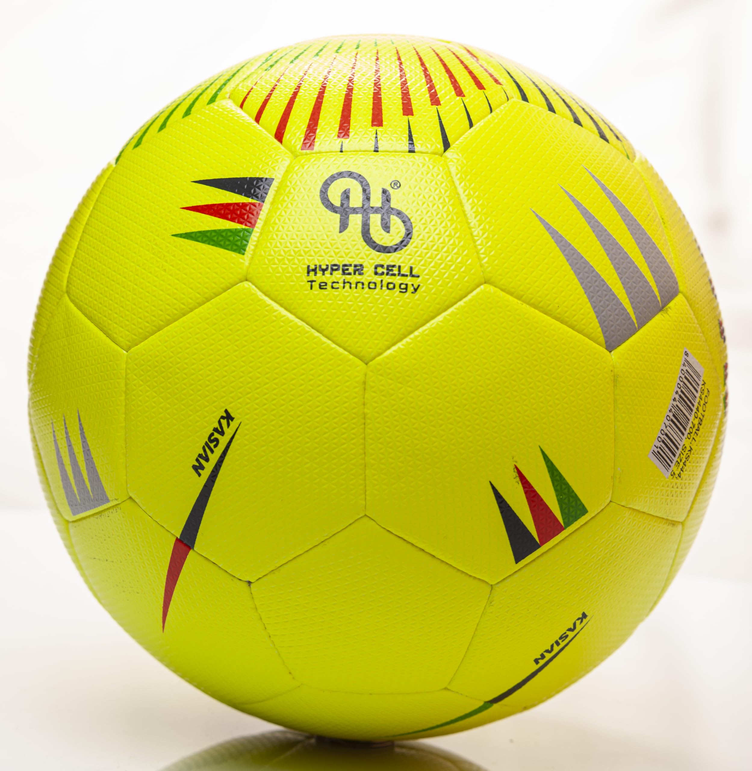 KASIAN Balón Fútbol Pro KS444, Control y Resistencia con Tecnología Hypercell, TPU de Alto Rendimiento, Amarillo